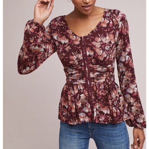 Anthropologie Corseted Floral Top Vanessa Virginia